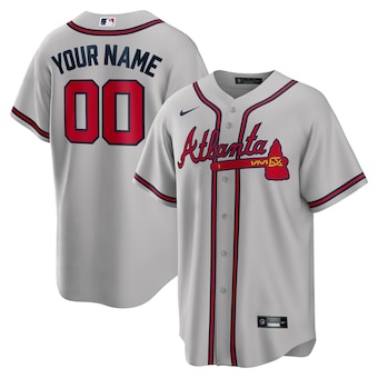 mens nike gray atlanta braves road custom replica jersey_pi5